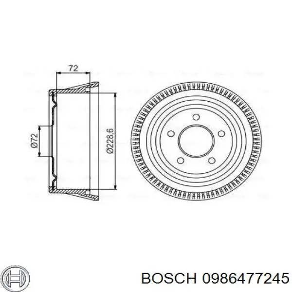 Тормозной барабан 0986477245 Bosch