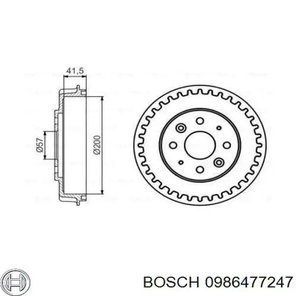 Тормозной барабан 0986477247 Bosch