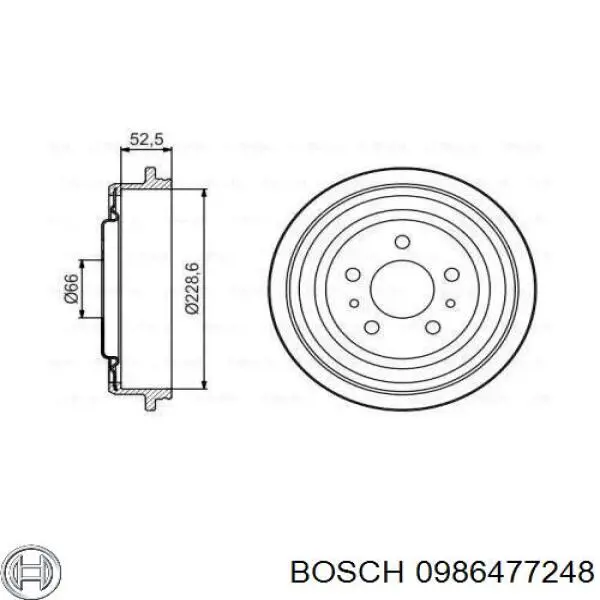 Тормозной барабан 0986477248 Bosch