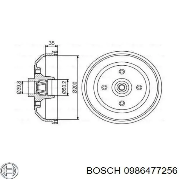 Тормозной барабан 0986477256 Bosch