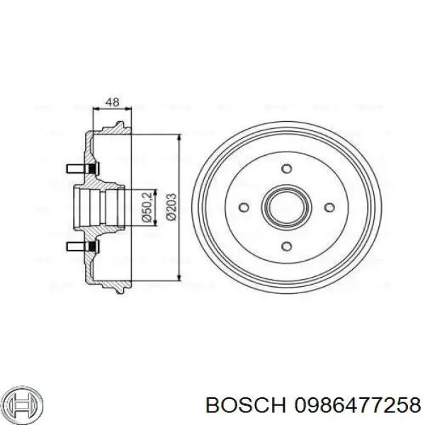 Тормозной барабан 0986477258 Bosch