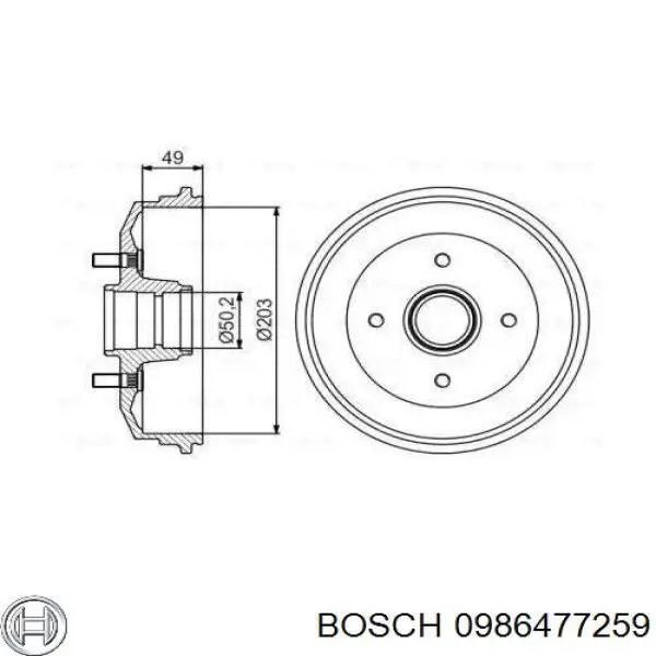 Тормозной барабан 0986477259 Bosch