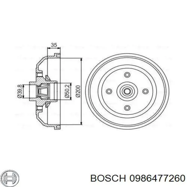 Тормозной барабан 0986477260 Bosch