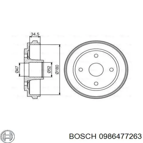 Тормозной барабан 0986477263 Bosch