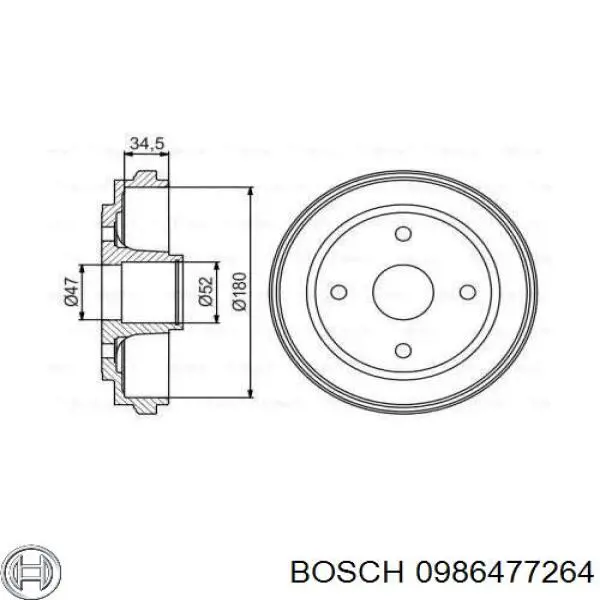 Тормозной барабан 0986477264 Bosch