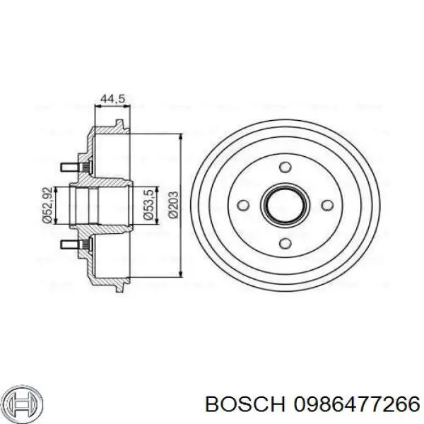 Тормозной барабан 0986477266 Bosch