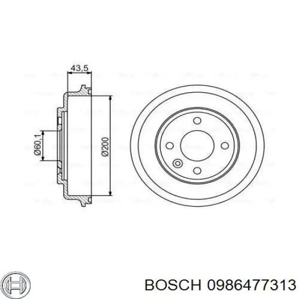 Тормозной барабан 0986477313 Bosch