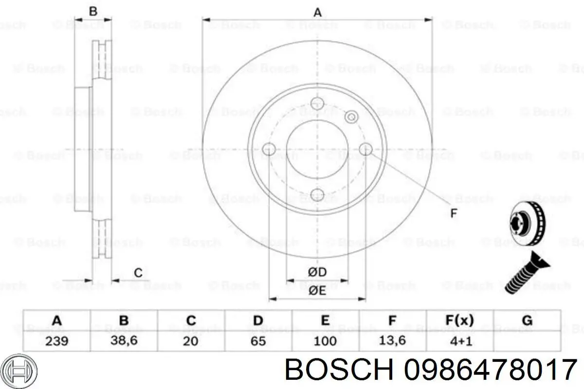 0 986 478 017 Bosch диск тормозной передний