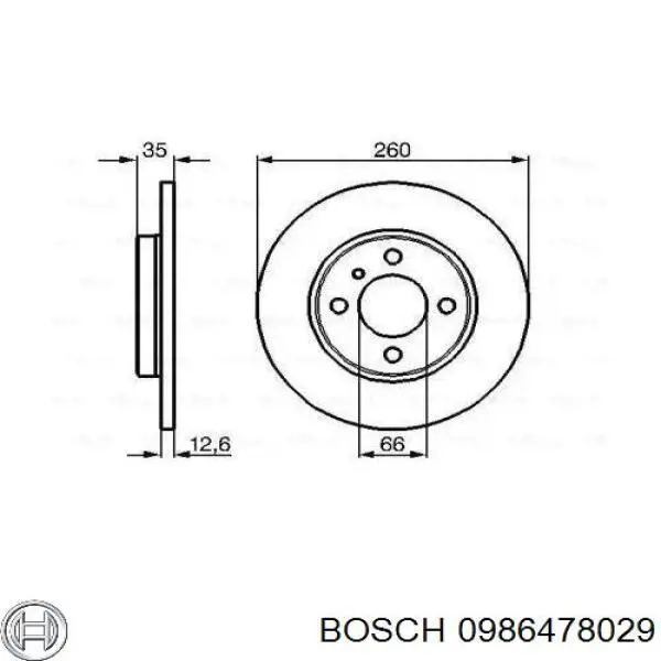 Передние тормозные диски 0986478029 Bosch