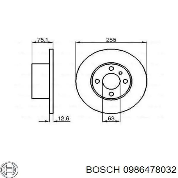 Передние тормозные диски 0986478032 Bosch