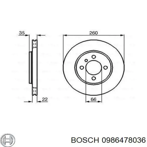 0 986 478 036 Bosch диск тормозной передний