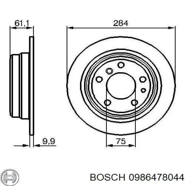 Disco de freno trasero 0986478044 Bosch