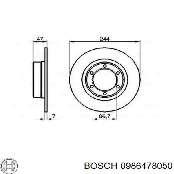 0986478050 Bosch диск тормозной передний