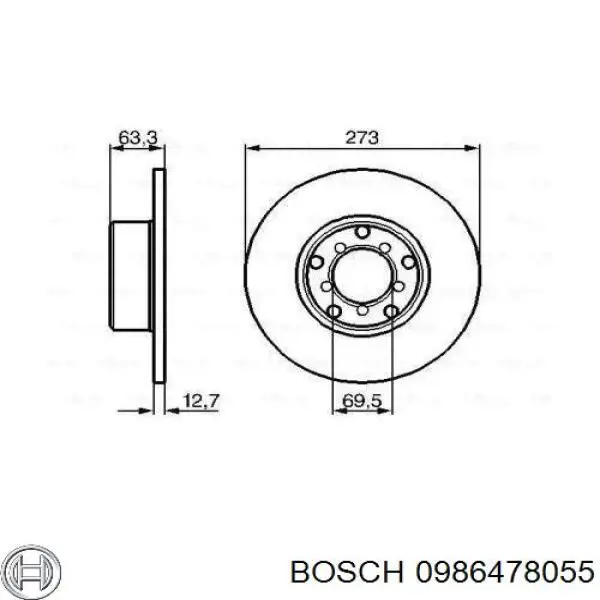 Передние тормозные диски 0986478055 Bosch