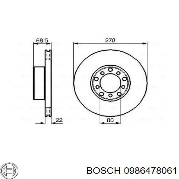 Передние тормозные диски 0986478061 Bosch