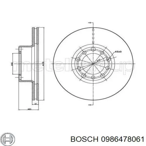 Передние тормозные диски 0986478061 Bosch