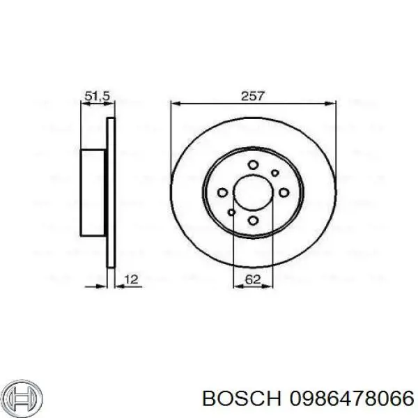 Передние тормозные диски 0986478066 Bosch