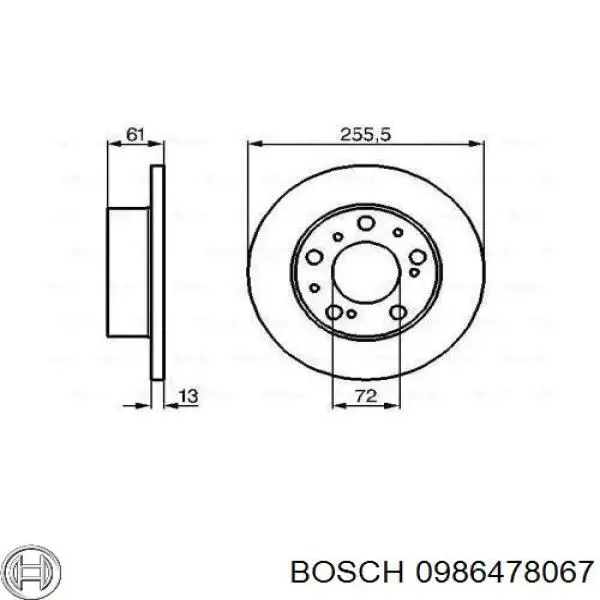 Передние тормозные диски 0986478067 Bosch