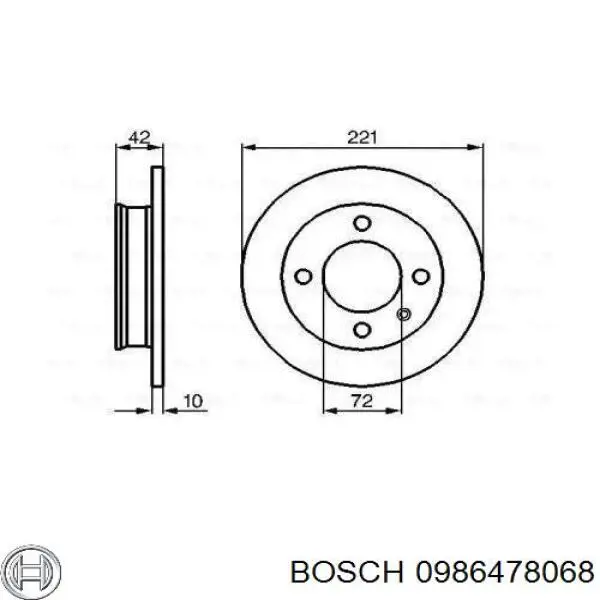 0986478068 Bosch диск тормозной передний