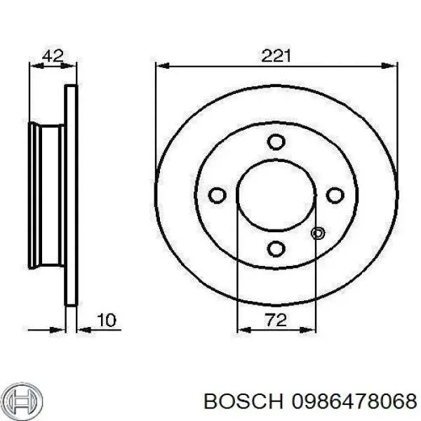 Freno de disco delantero 0986478068 Bosch