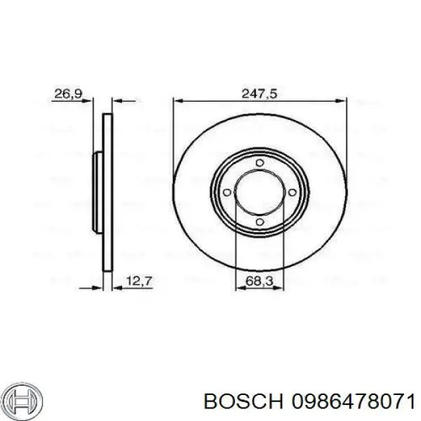 Передние тормозные диски 0986478071 Bosch