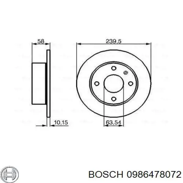 0986478072 Bosch диск тормозной передний