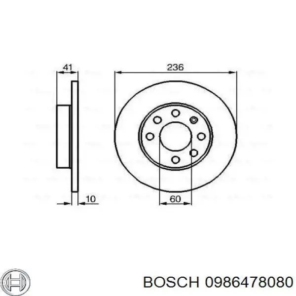 0986478080 Bosch диск тормозной передний