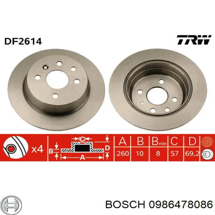 Задний тормозной диск Bosch 0986478086 цена, от 32.08 USD