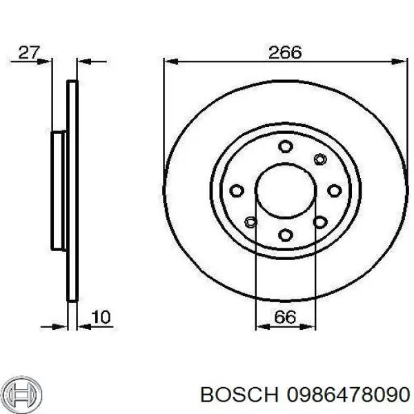 Freno de disco delantero 0986478090 Bosch