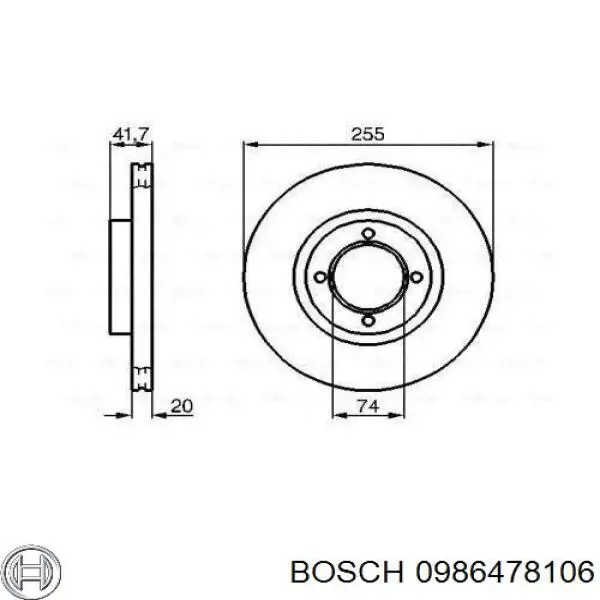 Передние тормозные диски 0986478106 Bosch