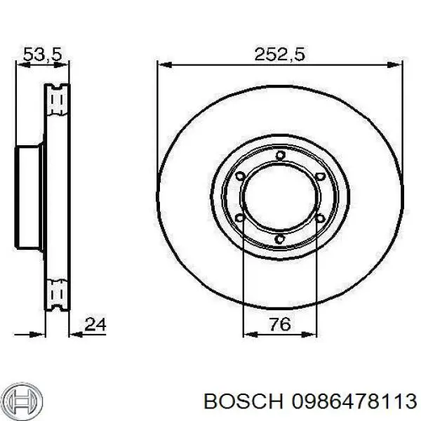 Передние тормозные диски 0986478113 Bosch