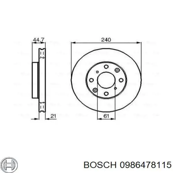 0986478115 Bosch диск тормозной передний