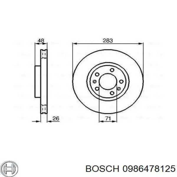 Freno de disco delantero 0986478125 Bosch