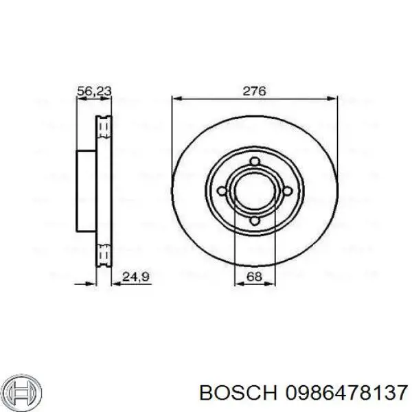 Передние тормозные диски 0986478137 Bosch