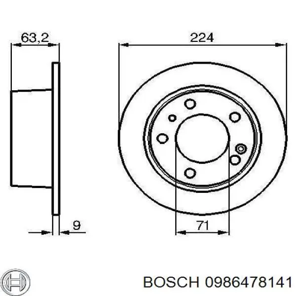 Disco de freno trasero 0986478141 Bosch