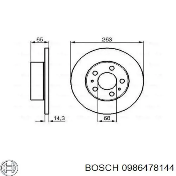 Передние тормозные диски 0986478144 Bosch