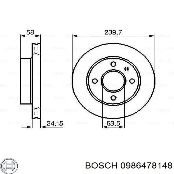 0986478148 Bosch диск тормозной передний