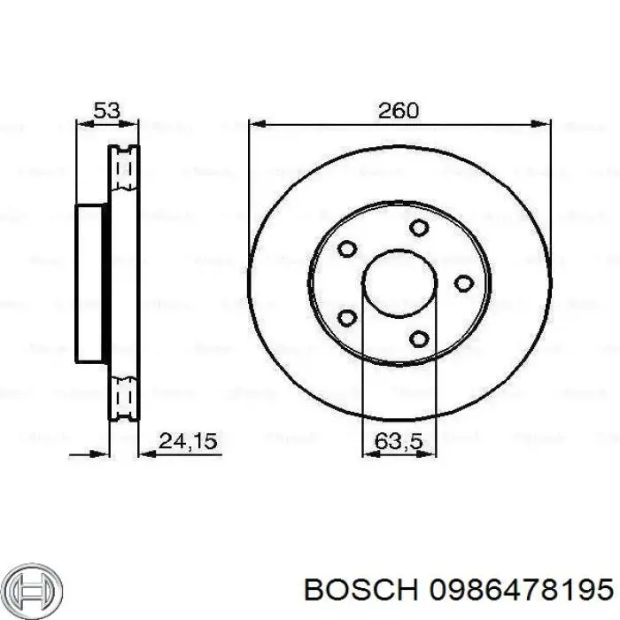 0986478195 Bosch диск тормозной передний