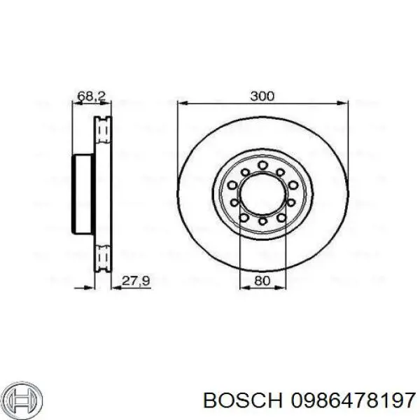 Передние тормозные диски 0986478197 Bosch