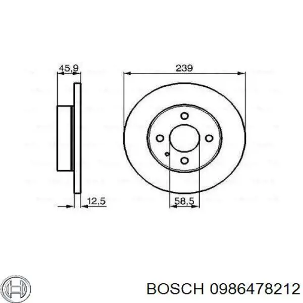 Передние тормозные диски 0986478212 Bosch