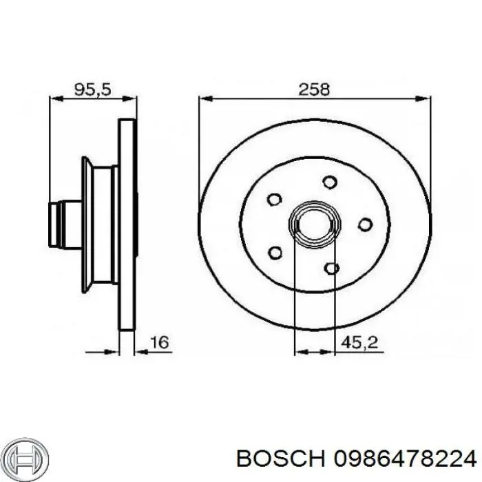 Передние тормозные диски 0986478224 Bosch