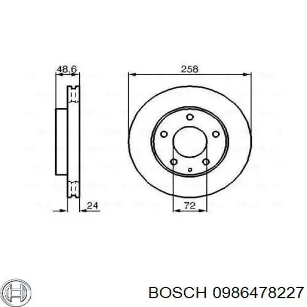 Freno de disco delantero 0986478227 Bosch