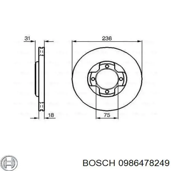 0986478249 Bosch диск тормозной передний