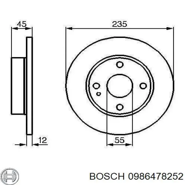 Тормоз дисковый передний Bosch 0986478252 цена, от 25.38 USD