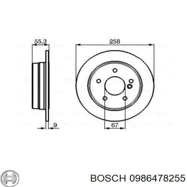 0986478255 Bosch диск тормозной задний