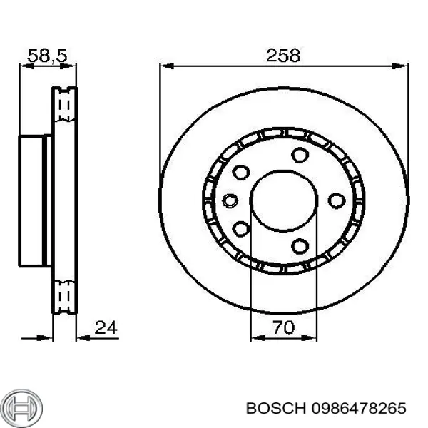 Тормоз дисковый передний Bosch 0986478265 цена, от 33.67 USD