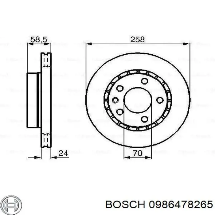 Передние тормозные диски 0986478265 Bosch