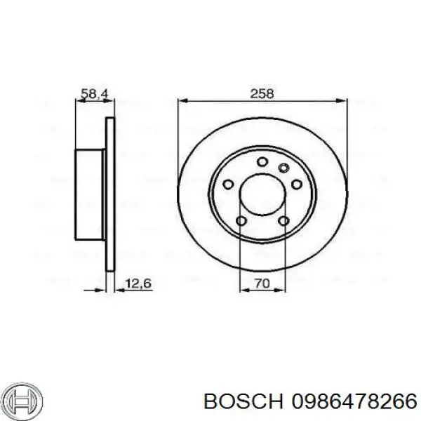 Freno de disco delantero 0986478266 Bosch