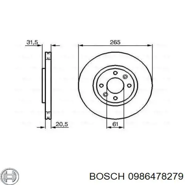 0986478279 Bosch диск тормозной передний