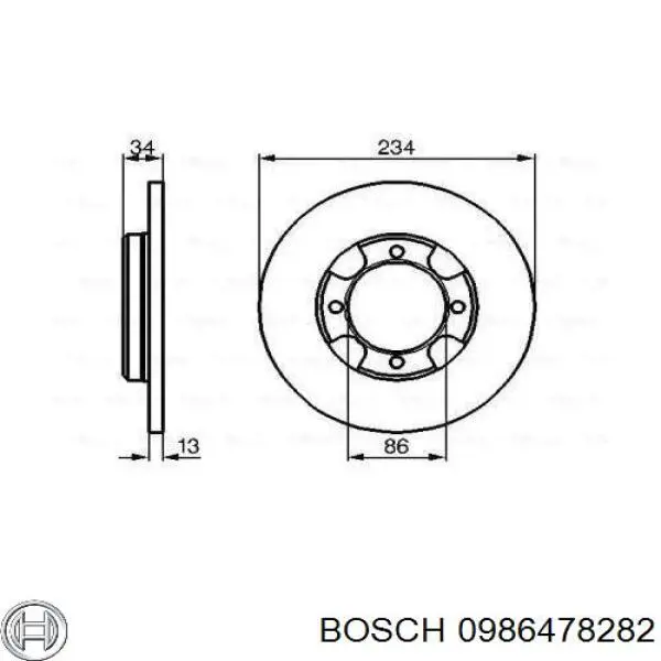 0986478282 Bosch передние тормозные диски